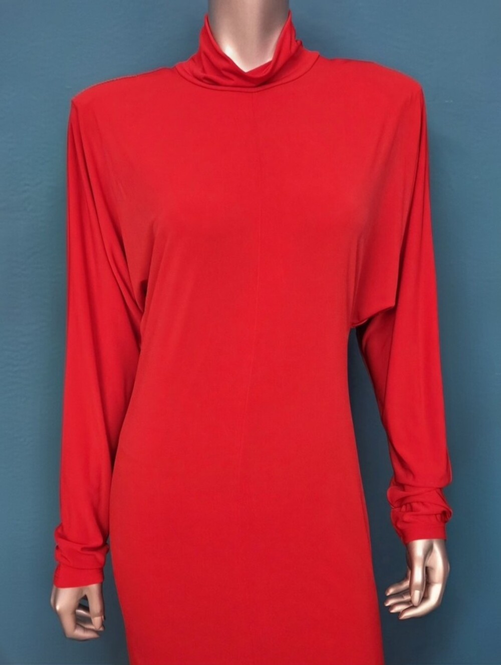 ๐๏ธ๐ASOS 80S Style Slinky Batwing Sleeve High Neck Maxi Dress In Red // (NWOT) - Picture 12 of 16